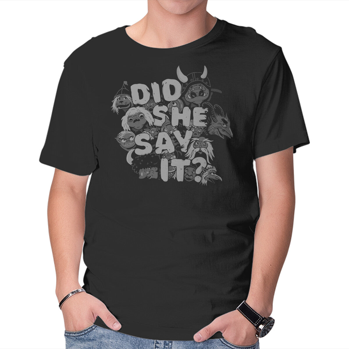 Unisex Crew Neck T-Shirt Did She Say It? Graphic Short Sleeve Casual Tee XS