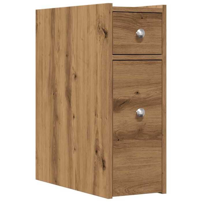 VidaXL Armoire de salle de bain étroite avec roulettes chêne artisanal, armoire de salle de bain haute, rangement de salle 855294