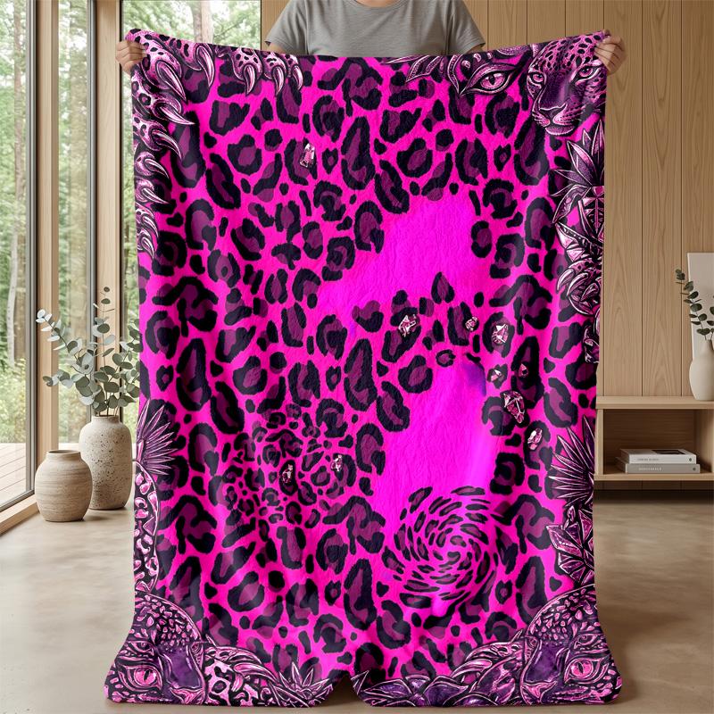 Pink Leopard Fashion 1 Theme Blanket Lightweight Warm Flannel Blanket Decorative Throw Blanket for Home Decoration