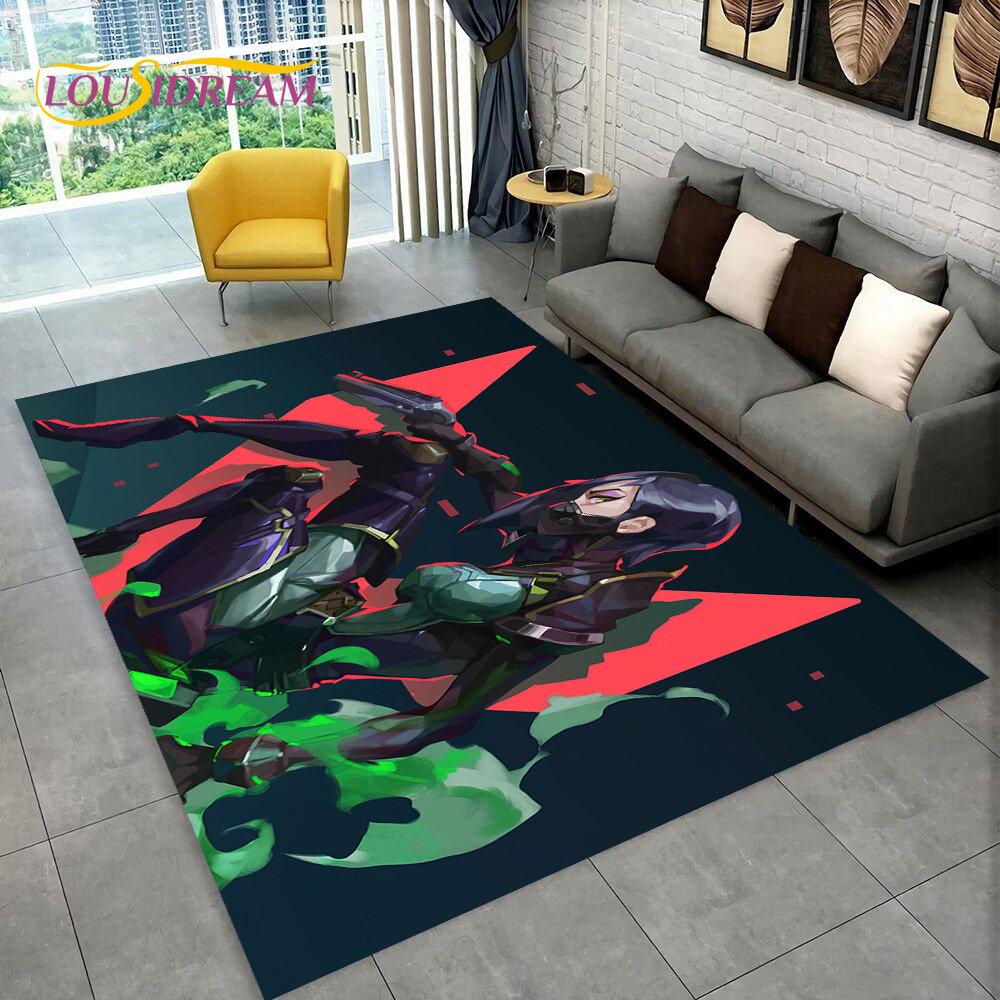HD Valorant Series Game Gamer-Bereichsteppich, Teppich für Zuhause, Wohnzimmer, Schlafzimmer, Sofa, Fußmatte, Dekor, Kinder spielen, rutschfeste Bodenmatte