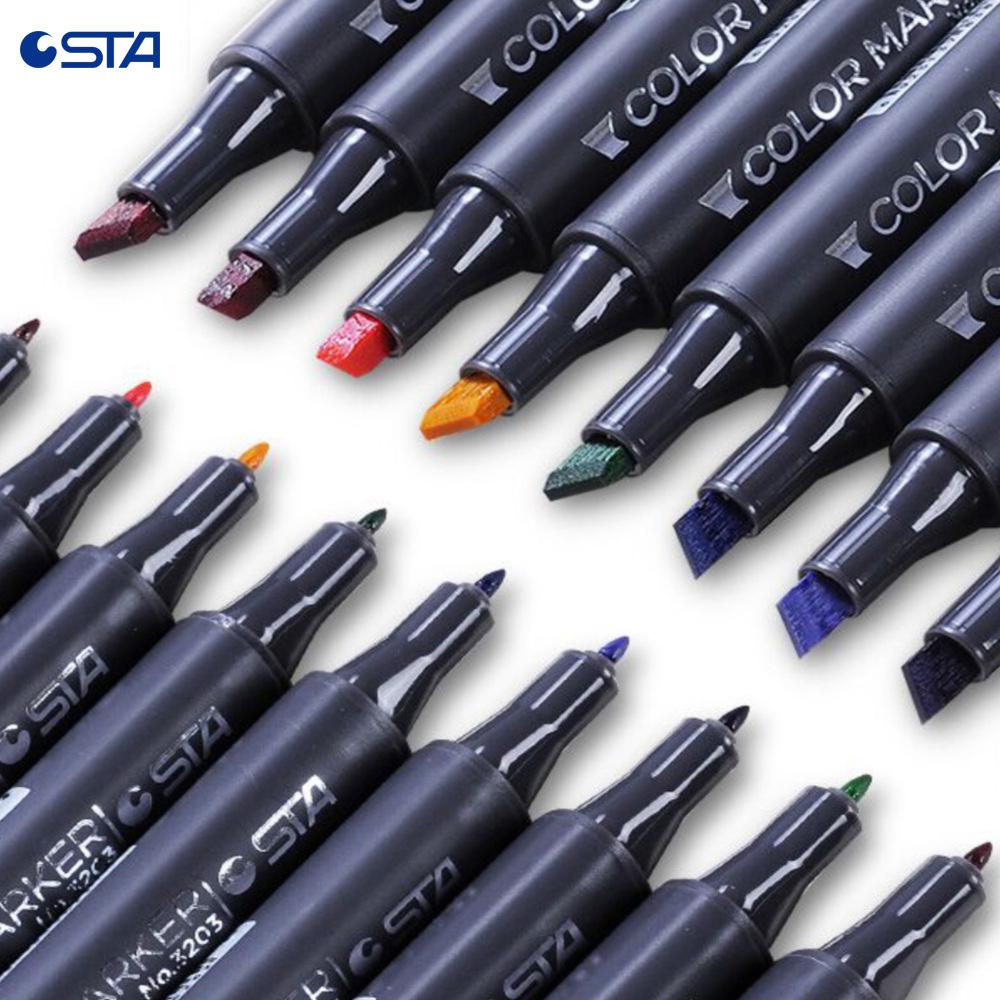 Sta 3203 Double-Ended Quick-Drying Oil-Based Marker Pen Set for Student Art & Indoor Design