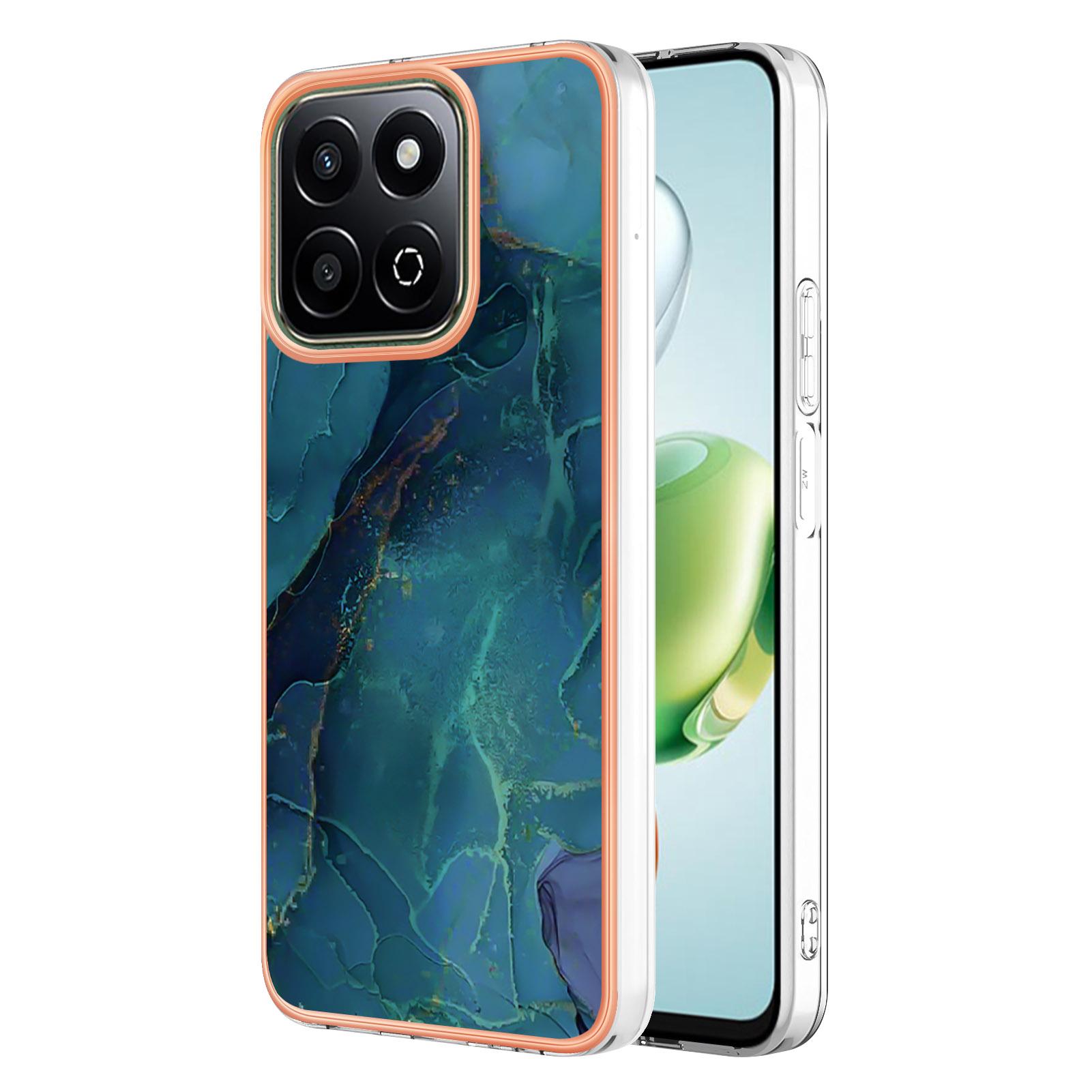 

For Honor X7c 4G/Honor 200 Smart 5G TPU Case Marble Pattern 2.0mm Electroplating Phone Back Cover Green