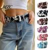 Stilvolle Metallschnalle Gürtel Damen Kuhmuster Gürtel, Imitation Rosshaar Leder Taille Party Outfit Zubehör Stoffbezogenes Band für Jeans