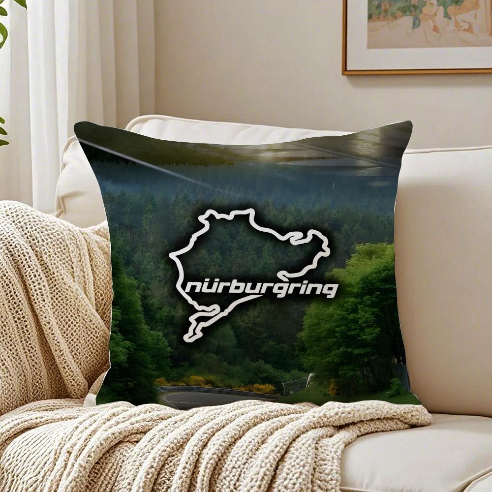 NNurburgringS Sport Car Cushion Cover Linen Pillowcase Soft for Sofa Bed Home Room Decor