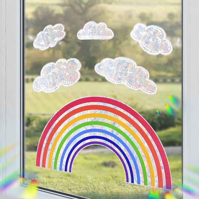 Regenbogenwolke Fensteraufkleber Elektrostatische Glas Sonnenfänger Aufkleber für Zuhause Kinder Schlafzimmer Dekoration Kinderzimmer Babyzimmer DIY Deko