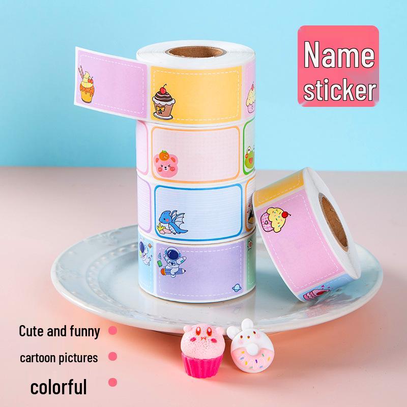 Cartoon Name Stickers for Kids: Self-Adhesive Labels for Books & School Supplies