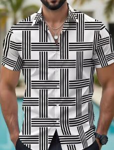 2026 summer new men s plaid short-sleeved shirt street casual fashion comfortable soft breathable XXS