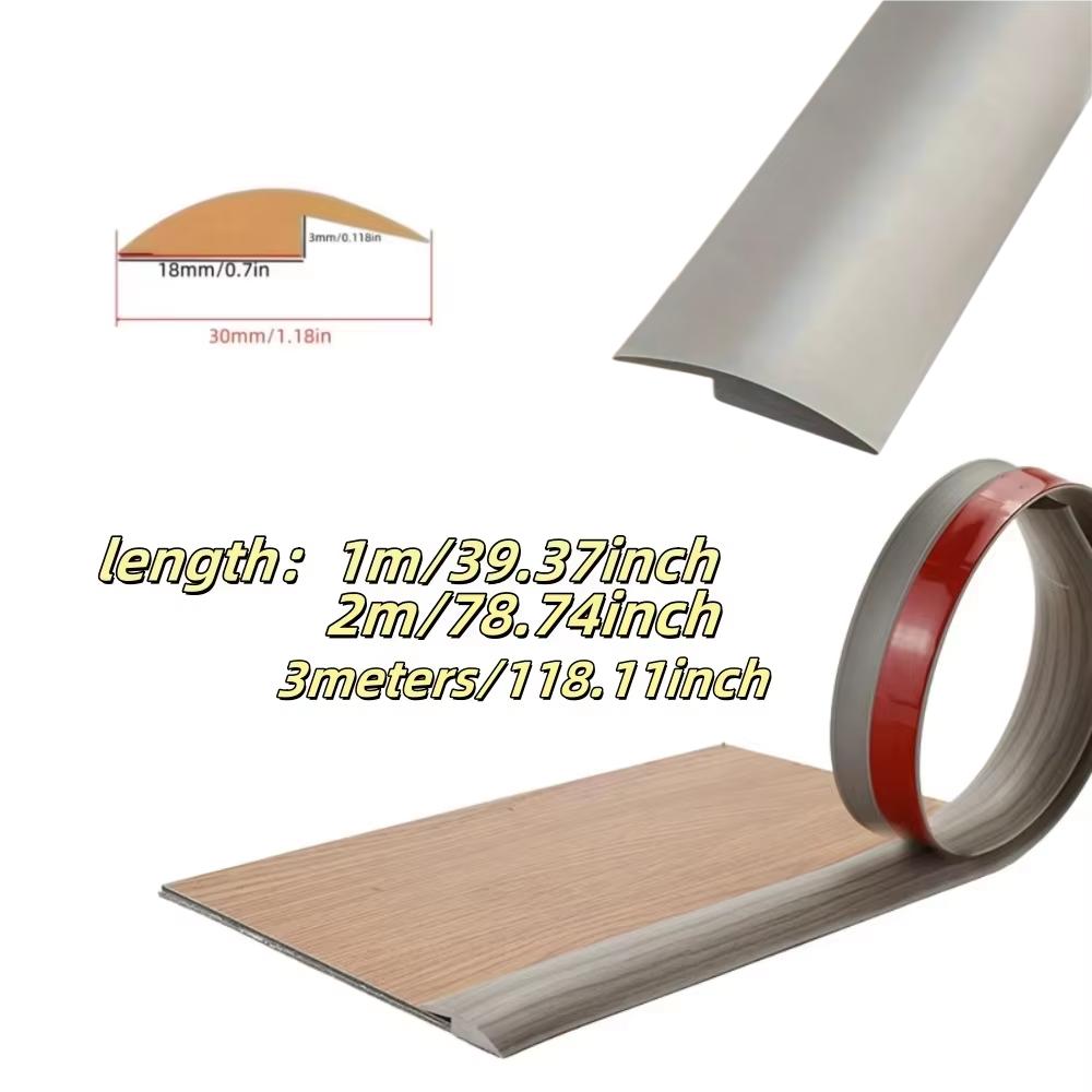 1 Stück 1m/2M/3M Selbstklebende Bodenübergangsleiste, Flexible Kante mit Holzmaserung für Teppich, Laminat & Böden, Schwellenwert