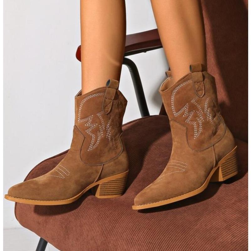 

Модные Натуральные Вышитые Женские Сапоги Кожаные Ручной Работы Острый Носок Шпилька Осенне-Зимние Сапоги Ковбойские Новые Западные Ретро Ботас 42 коричневый