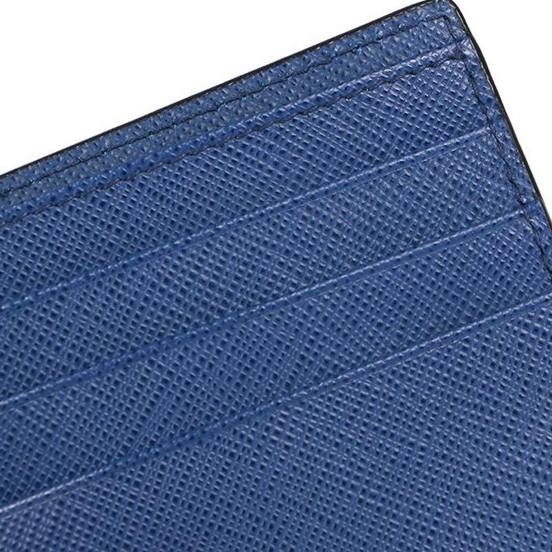 Prada Logo Full Card Slot Design Leather Wallet Men Wallets Black Blue 2MO912-2EGO-F0UDN