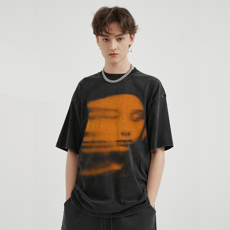 Unisexové tričko s potiskem Cracked Face z roku 2024 Streetwear