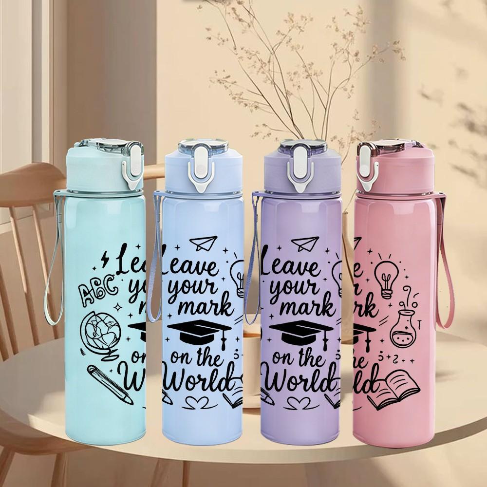 1PC Learn To Make A Change Quote 750ml Color Plastic Sports Water Bottle Leakproof Flip Straw Lid Suitable for Sports Office Home Use
