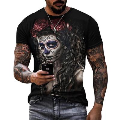 Sommer Print 3D Tag der Toten Mexikanischer Schädel Tag der Toten Kurzarm Herren T-Shirt Locker Plus Herren Casual Trend Kurzarm T-Shirt Top