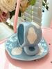 Creative small fresh underglaze color hand-painted white cloud coffee cup and saucer hand-squeezed irregular