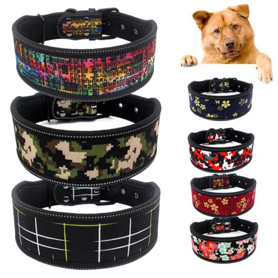 Flower Line Print Reflective Adjustable Pet Dog Puppy Collar Soft Neck Strap