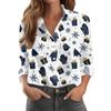 Women's Christmas Print Casual Half-Open Collar Long Sleeve Shirt