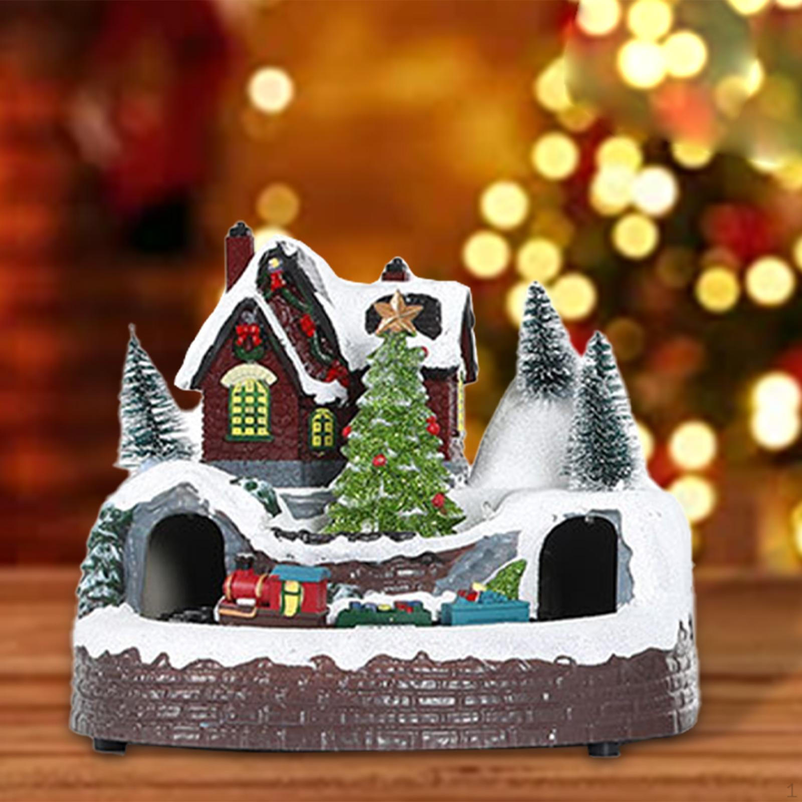 

Праздничная рождественская фигурка домика с вращающимся поездом Xmas Tree