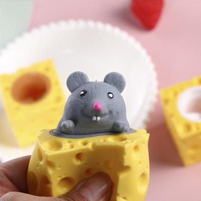 Pop-Up-Spielzeug mit lustiger Maus und Käseblock, zum Quetschen, Anti-Stress-Spielzeug, Versteckspielfiguren, Stressabbau, Zappelspielzeug für Kinder und Erwachsene