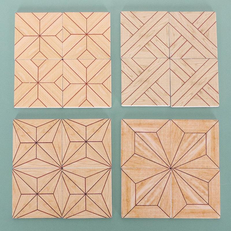 10pcs Miniature Dollhouse Flooring Tiles Vintage Wood Craft DIY Decor Miniature Floor Sheets for Kitchen Living Bedroom