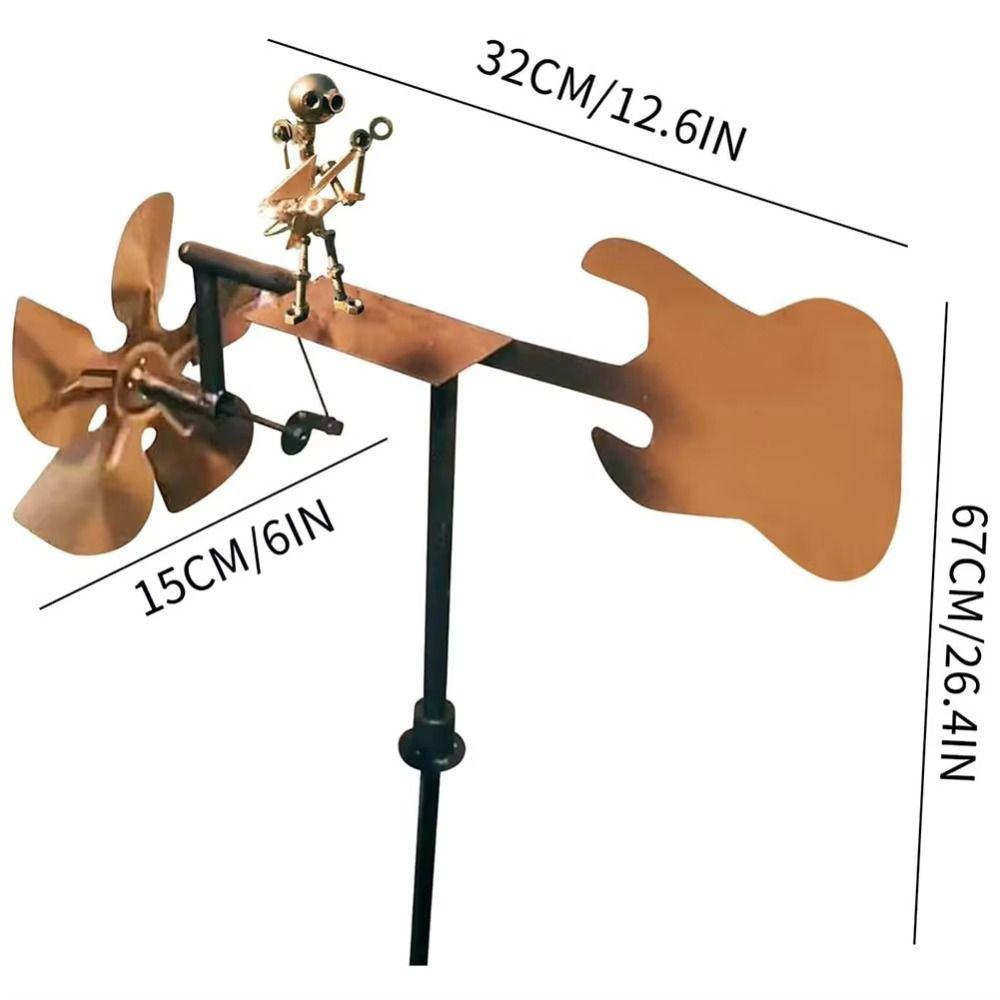 Funny Percussionist Figurine Metal Wind Spinner Rockin Art Figurine  Garden Courtyard