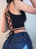 Summer Crop Tops Women Sleeveless Sexy Bandage T-Shirt Top Fashion Black Lace Up Tank Top Tumblr Ladies