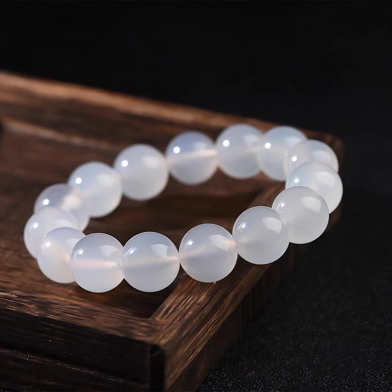Armband van natuurlijke witte agaat (kwaliteit 7A) voor mannen en vrouwen
