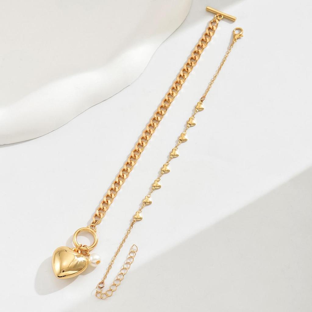 European & American Cross-border Heart Bracelet - Women's Simple Pearl Design