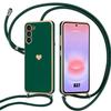 Lanyard Case - BOOLING - for Samsung Galaxy A37 5G - Shockproof Silicone Heart Pattern - Night Green