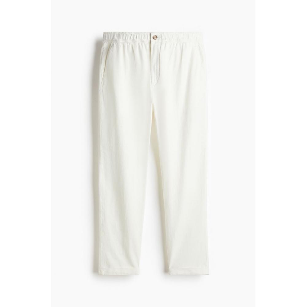 

Брюки HM Regular Fit из льняной смеси белого цвета XS