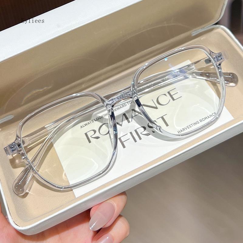 

Vintage Large Frame Plain Glasses Fashionable Square Frames Premium Feeling Simple Hd Anti-Blue Light Glasses Eye Protection