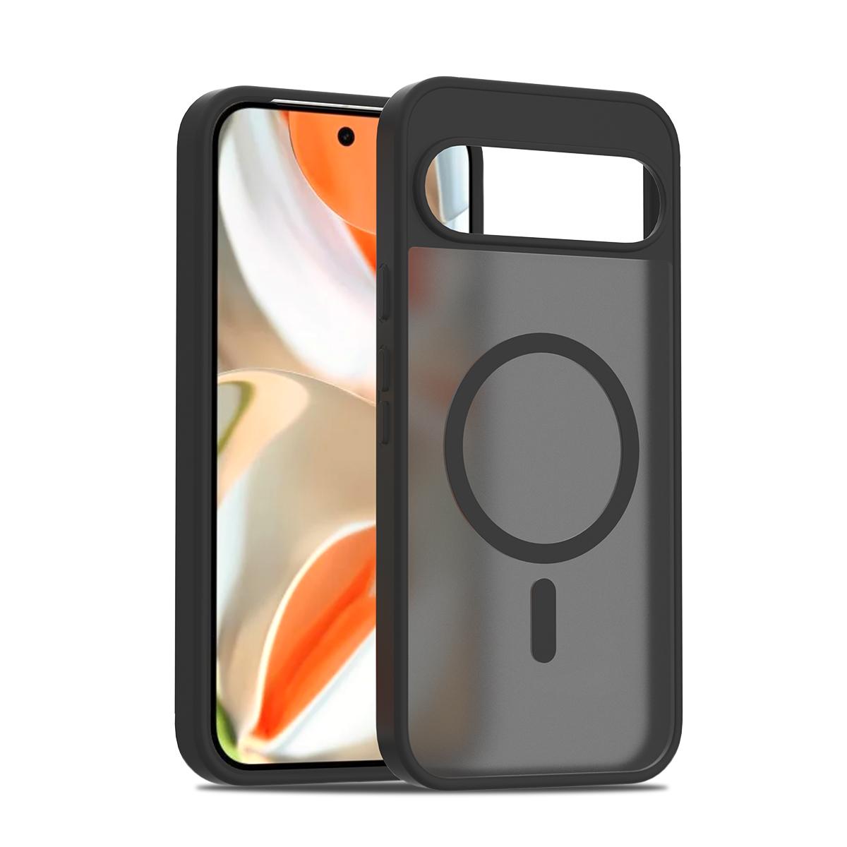 

Для Pixel9a магнитный матовый полупрозрачный противоударный чехол для ПК для Google Pixel 9A 9Pro XL 10 Pro для Magsafe Wireless Charge Cover For Pixel 10 Pro XL чёрный