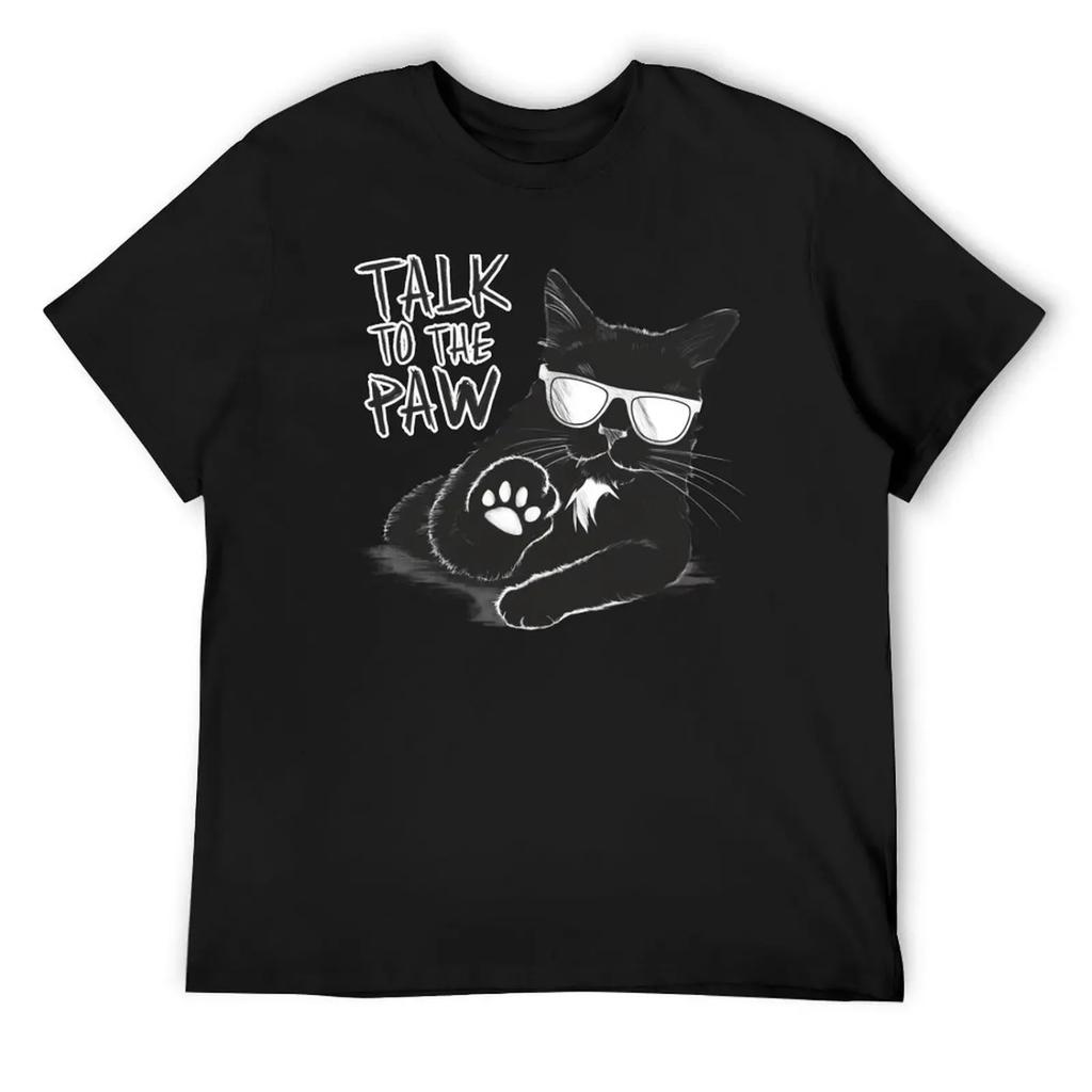 Talk to the Paw Cool Cat T-Shirt rapper graphic tees oversized customs design your own mens graphic t-shirts funny