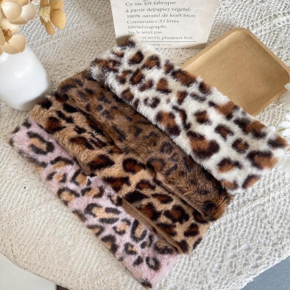 Elastic Wide Plush Headwraps Windproof Warm Thick Hairband Fashion Leopard Fur Headbands Adult