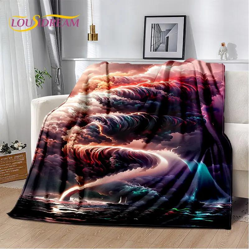 3D Natural ,Tornado, Cloud Soft Plush Blanket,Flannel Blanket Throw Blanket for Living Room Bedroom Bed Sofa Picnic Kids Office
