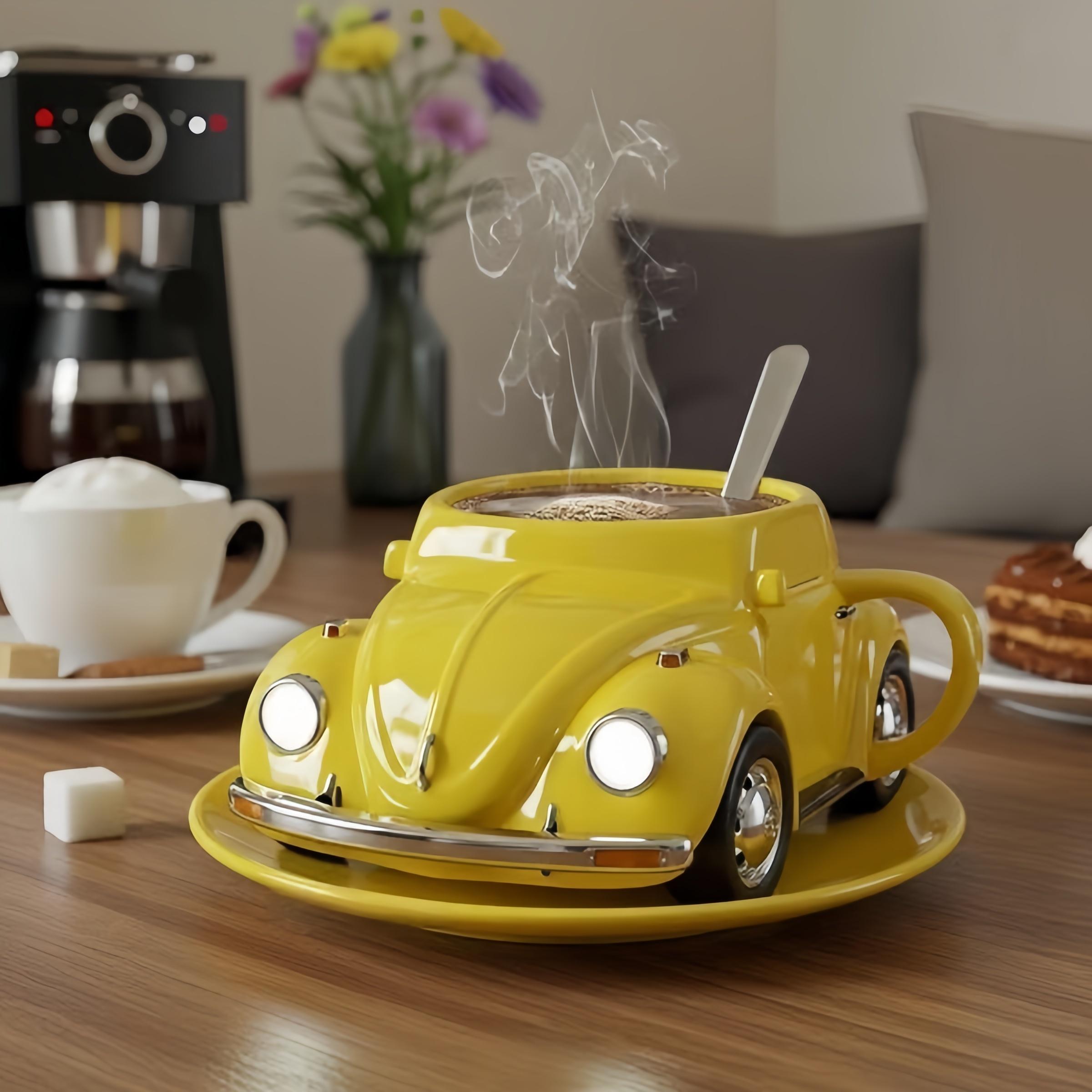

A unique car coffee cup car ornament,retro coffee cup craft, the best gift for coffee lovers.They are both highly practical collectibles and artworks жовтий