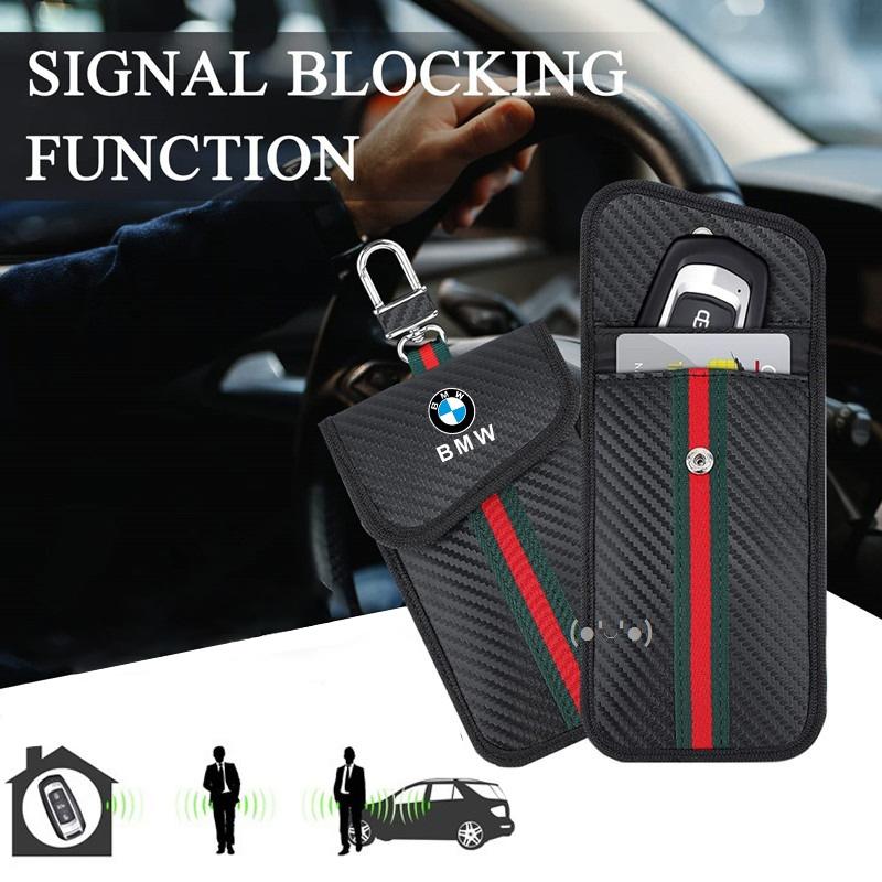 OSTB7 For BMW E90 F20 E46 E60 G60 F10 F30 E87 X5 X1 M4 M5 G11 Sport Car Key Case Signal Blocker Bag RFID Shielding Pocket Car Sticker