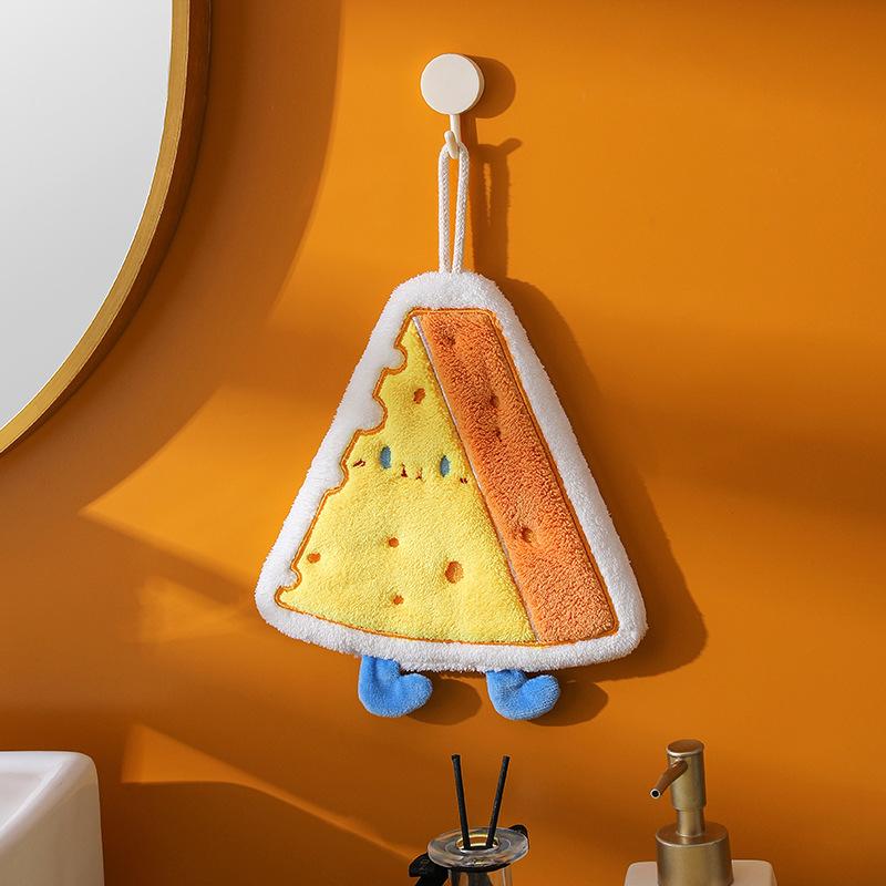 

Милые вышитые полотенца для рук, Абсорбирующие квадратные полотенца из кораллового флиса, Кухонные и банные двухцелевые подвесные абсорбирующие полотенца Triangle -19*21CM