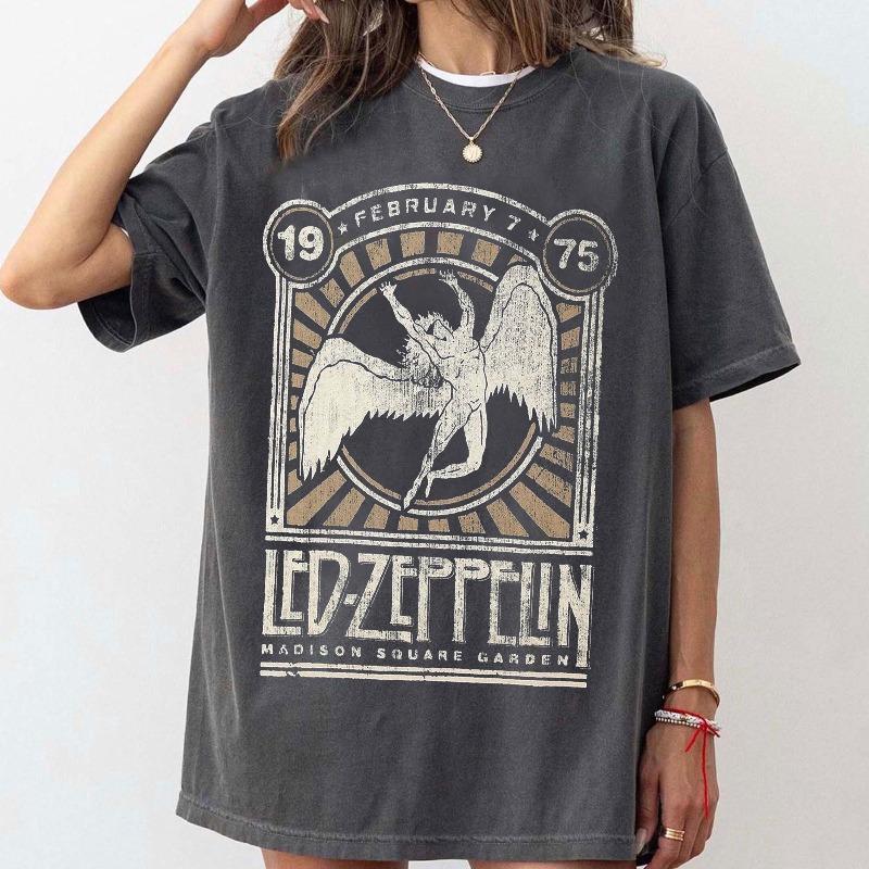 Zeppelin Airship Band Tshirt Rock Band Tshirt Womens Tshirt Summer New Unisex Casual Fashion YK Cotton Tshirt