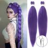 Cabelo Sintético Roxo Longo para Tranças Pré-Esticado 2 Pacotes Extensões de Cabelo Sintético Roxas para Tranças Textura Yaki Cabelo para Tranças para Rumi
