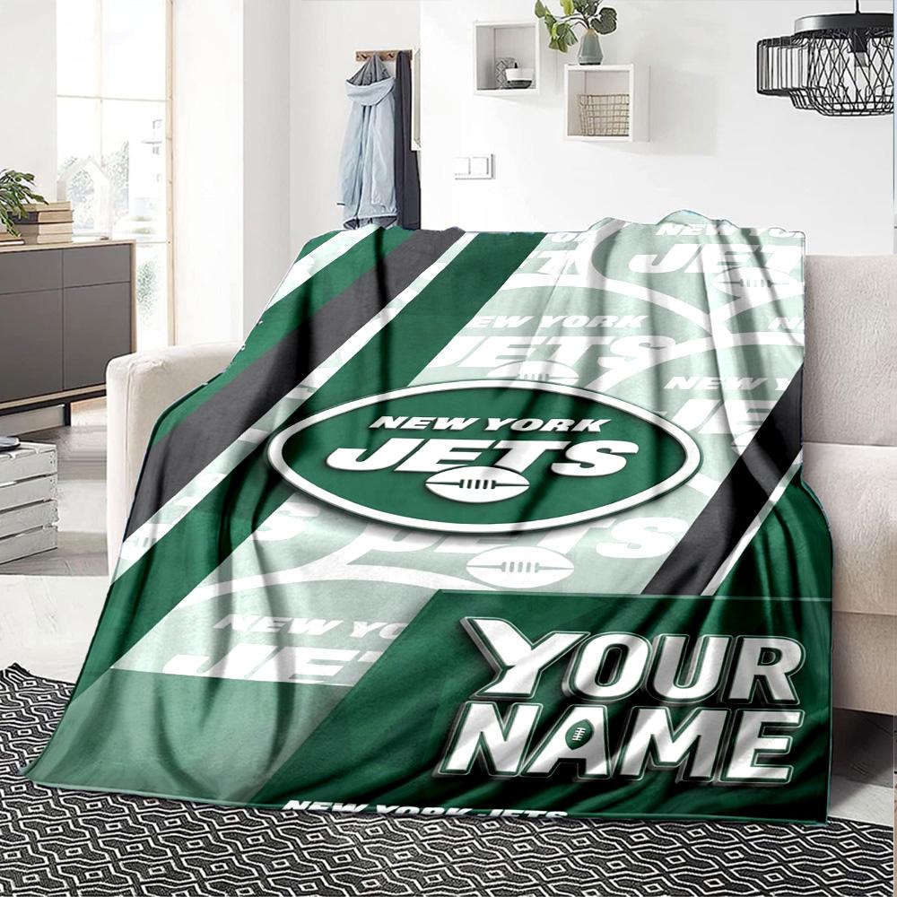 Name Custom NY Jets Print Flannel Blanket High Quality Warm Comfortable Cover for All Seasons Perfect for Gifts Home Decor