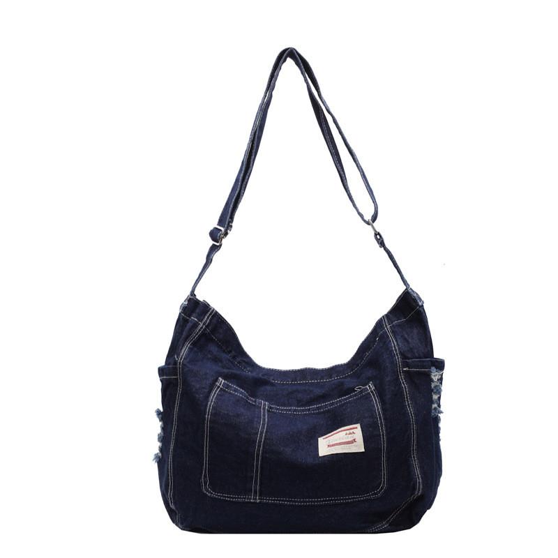 Denim Student Satchel Bag With Large Capacity For Daily Use
