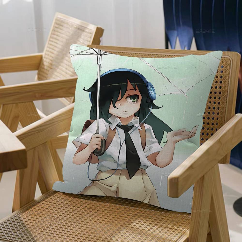 Anime Cartoon K-Kuroki T-Tomoko Cushion Cover Car Throw Pillow Case For Sofa Car Christmas Gift 40x40cm 45x45cm