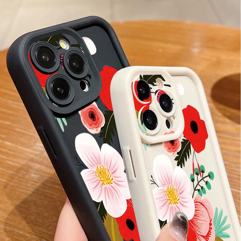 For iPhone 16 Case Cartoon Flower Pattern Shockproof TPU Silicone Soft Cover For iPhone 13 14 15 Pro Max 12 11 iPhone 16 Pro Max Funda