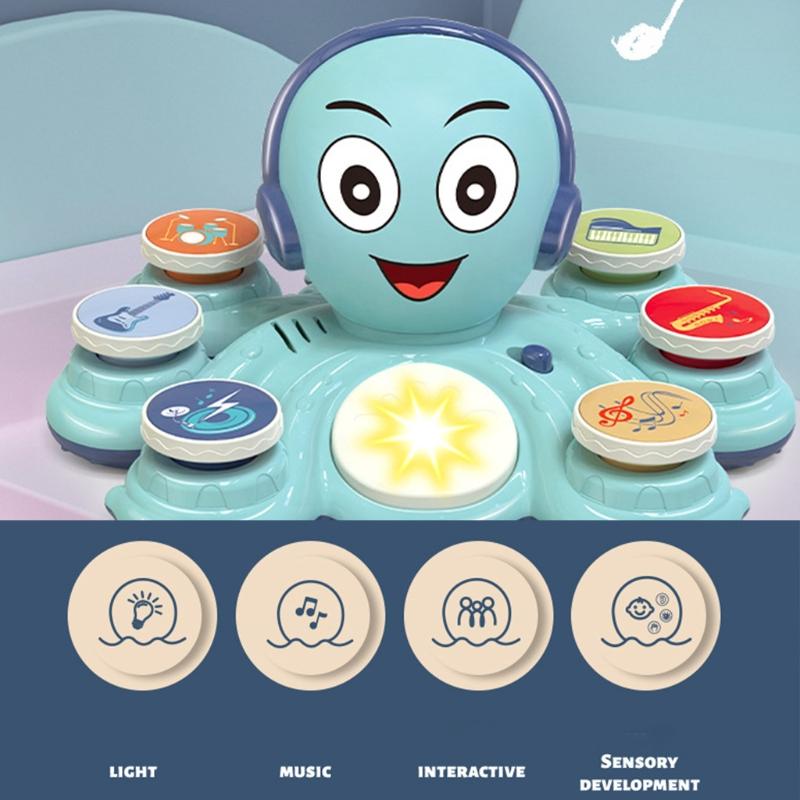 Children’s Sound Toy Electric 3-in-1 Multifunctional Baby Drum Pounding Toy with 28 Music & Light Kids Educational Toy