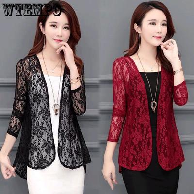 Thin Outerwear Hoodie Shawl Spring and Summer Short Long Sleeved Lace Cardigan Sun Protection Shirt Top