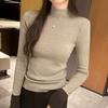 Frühlings-Temperament Halbrollkragen Kontrast-Strickoberteil Damen Unterhemd figurbetont Süß und würzig Pullover