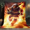 1PC Custom Name Firefighter Bravery Flames Outdooor Flannel Blankets Throw Blanket All-Season Throw Gift Bedspread for Couch, Bed, Camping Holiday Bir