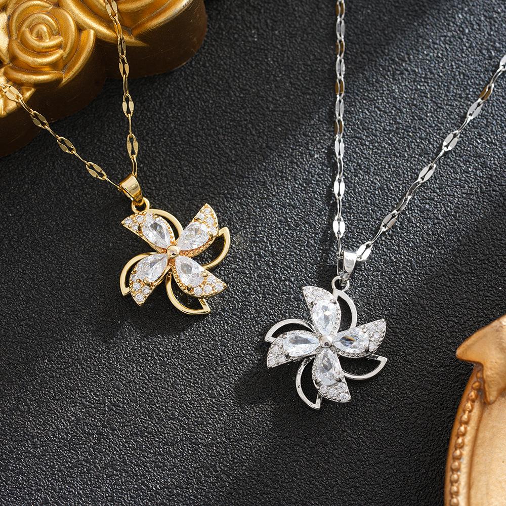 Rotating Windmill Necklace: Unique Design, 18K Gold-plated, High-End Feel.