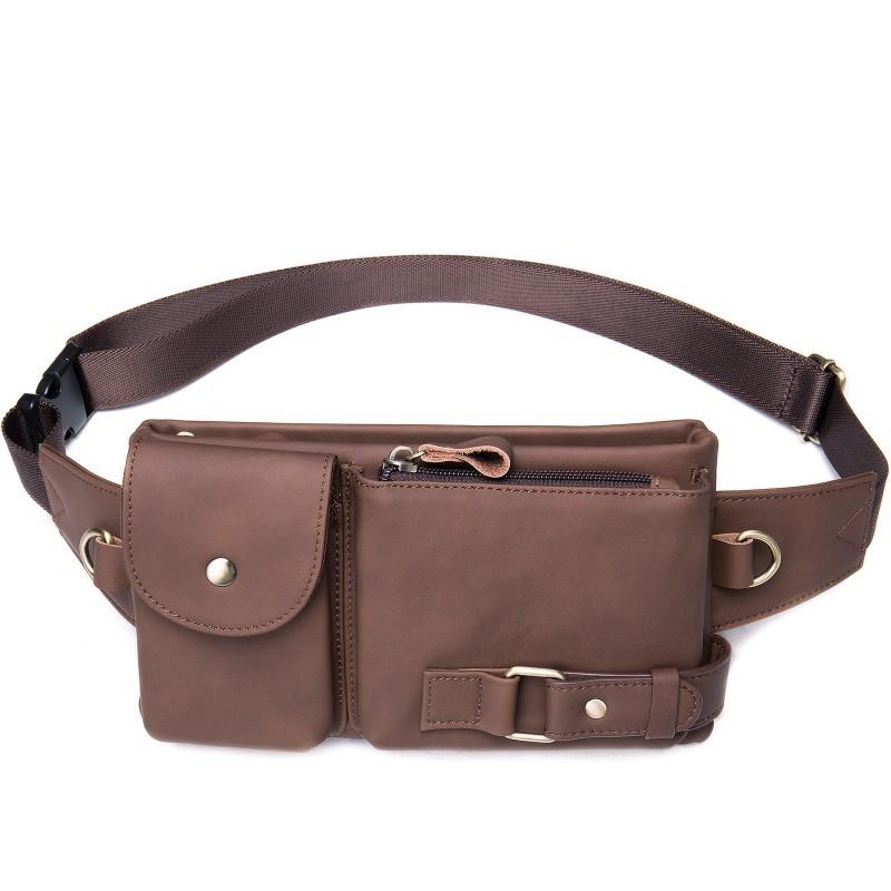 New Men s Leather Close Fitting Waist Bag Multifunctional Mobile Phone Wearing Belt Real 22X12X3