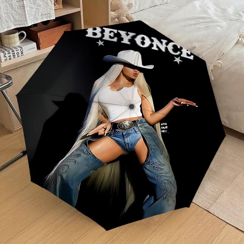 

1pc Cowgirl Fashion Beyonce Automatic Folding Umbrella, Portable Collapsible Design, Casual Outdoor Accessory L1202048